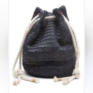 Banana Republic Charcoal and Ivory Woven Backpack